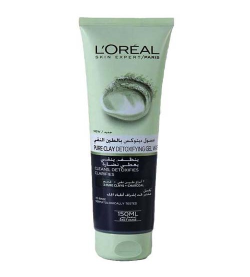 Loreal Pure Clay Detoxifying Gel Wash 3 Pure Clays & Charcoal 150ml 